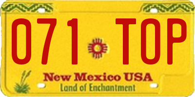 NM license plate 071TOP