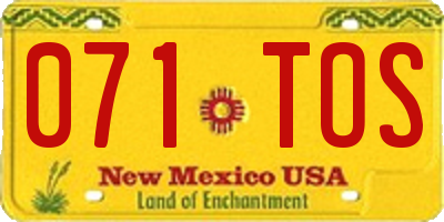 NM license plate 071TOS