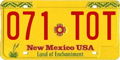 NM license plate 071TOT