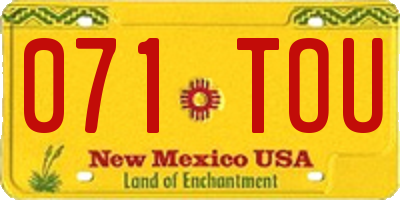 NM license plate 071TOU