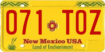 NM license plate 071TOZ
