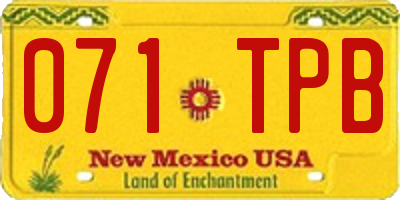 NM license plate 071TPB
