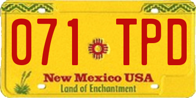NM license plate 071TPD