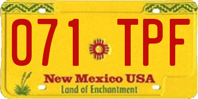 NM license plate 071TPF