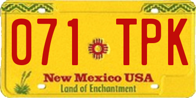 NM license plate 071TPK