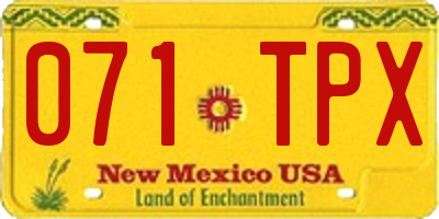 NM license plate 071TPX