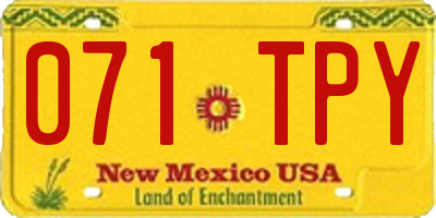 NM license plate 071TPY