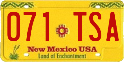 NM license plate 071TSA