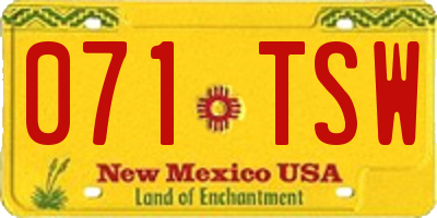 NM license plate 071TSW