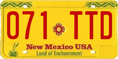 NM license plate 071TTD