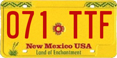 NM license plate 071TTF
