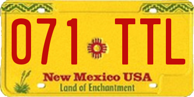 NM license plate 071TTL