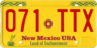 NM license plate 071TTX