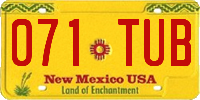 NM license plate 071TUB