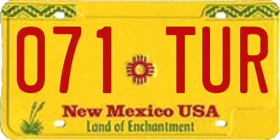 NM license plate 071TUR