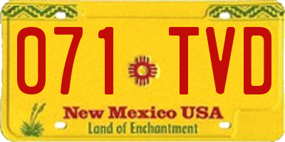 NM license plate 071TVD