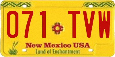 NM license plate 071TVW