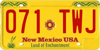 NM license plate 071TWJ