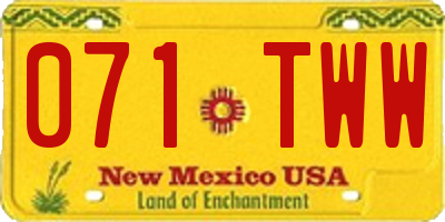 NM license plate 071TWW