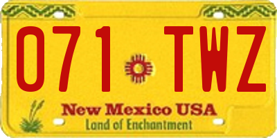 NM license plate 071TWZ