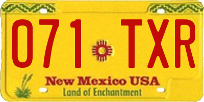 NM license plate 071TXR