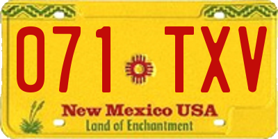 NM license plate 071TXV