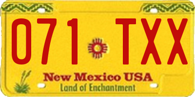 NM license plate 071TXX