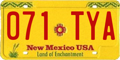 NM license plate 071TYA