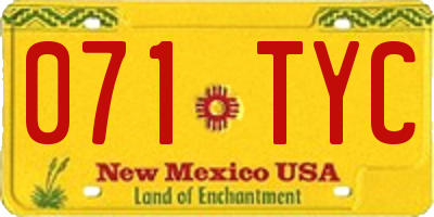 NM license plate 071TYC