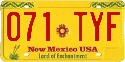 NM license plate 071TYF