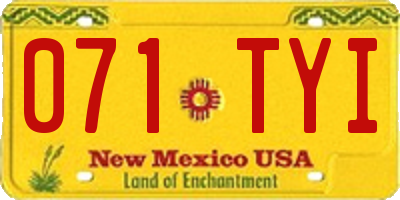 NM license plate 071TYI
