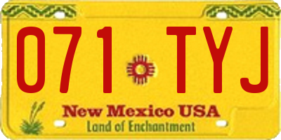 NM license plate 071TYJ