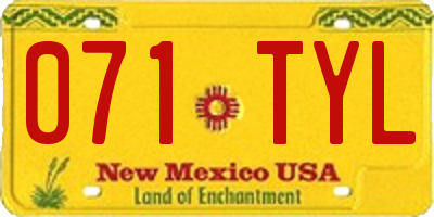 NM license plate 071TYL