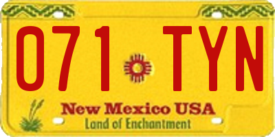 NM license plate 071TYN