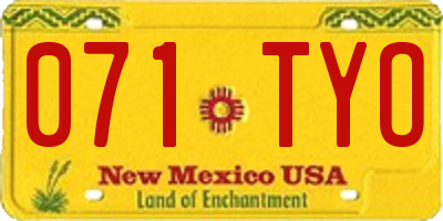 NM license plate 071TYO