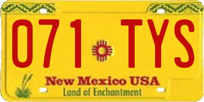 NM license plate 071TYS