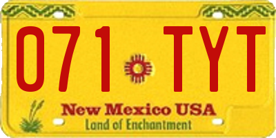 NM license plate 071TYT