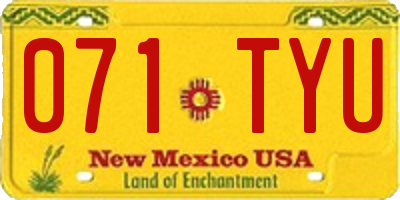 NM license plate 071TYU