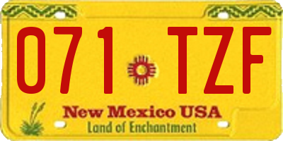 NM license plate 071TZF