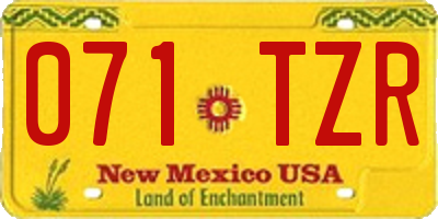 NM license plate 071TZR