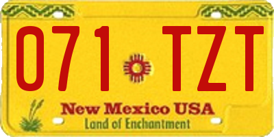 NM license plate 071TZT