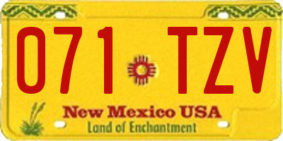 NM license plate 071TZV