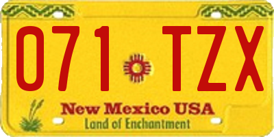 NM license plate 071TZX