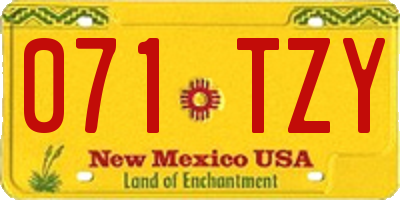 NM license plate 071TZY