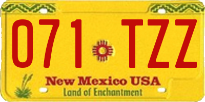 NM license plate 071TZZ