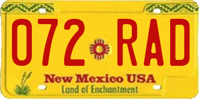 NM license plate 072RAD
