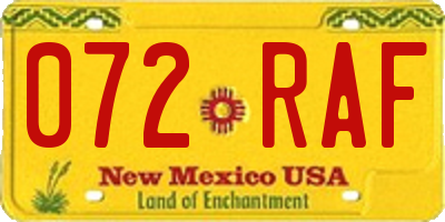 NM license plate 072RAF