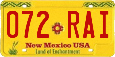 NM license plate 072RAI