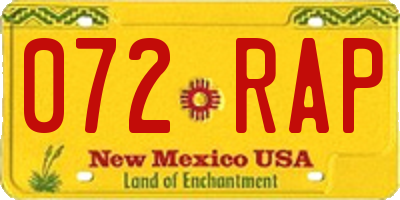 NM license plate 072RAP