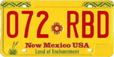 NM license plate 072RBD